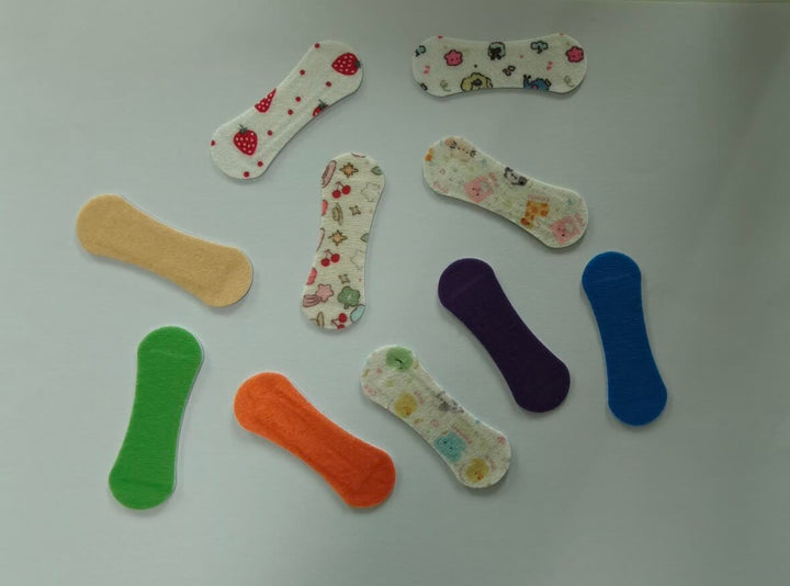 Early nasal strip samples in different materials, colors and patterns